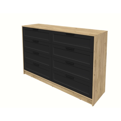 Kомод Тренд КТ-К157 (Дуб золотой ЛДСП/ Черный ЛМДФ) Ш1565 В1020 Г451